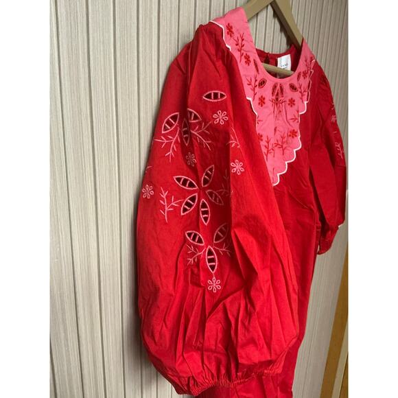 Pomander Place by Tuckernuck Embroidered Cotton Dress Red Size XXL - Picture 4 of 8